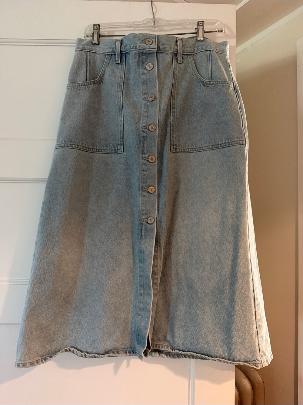 Citizens Of Humanity Light Blue Button-Front A-Line Denim Skirt